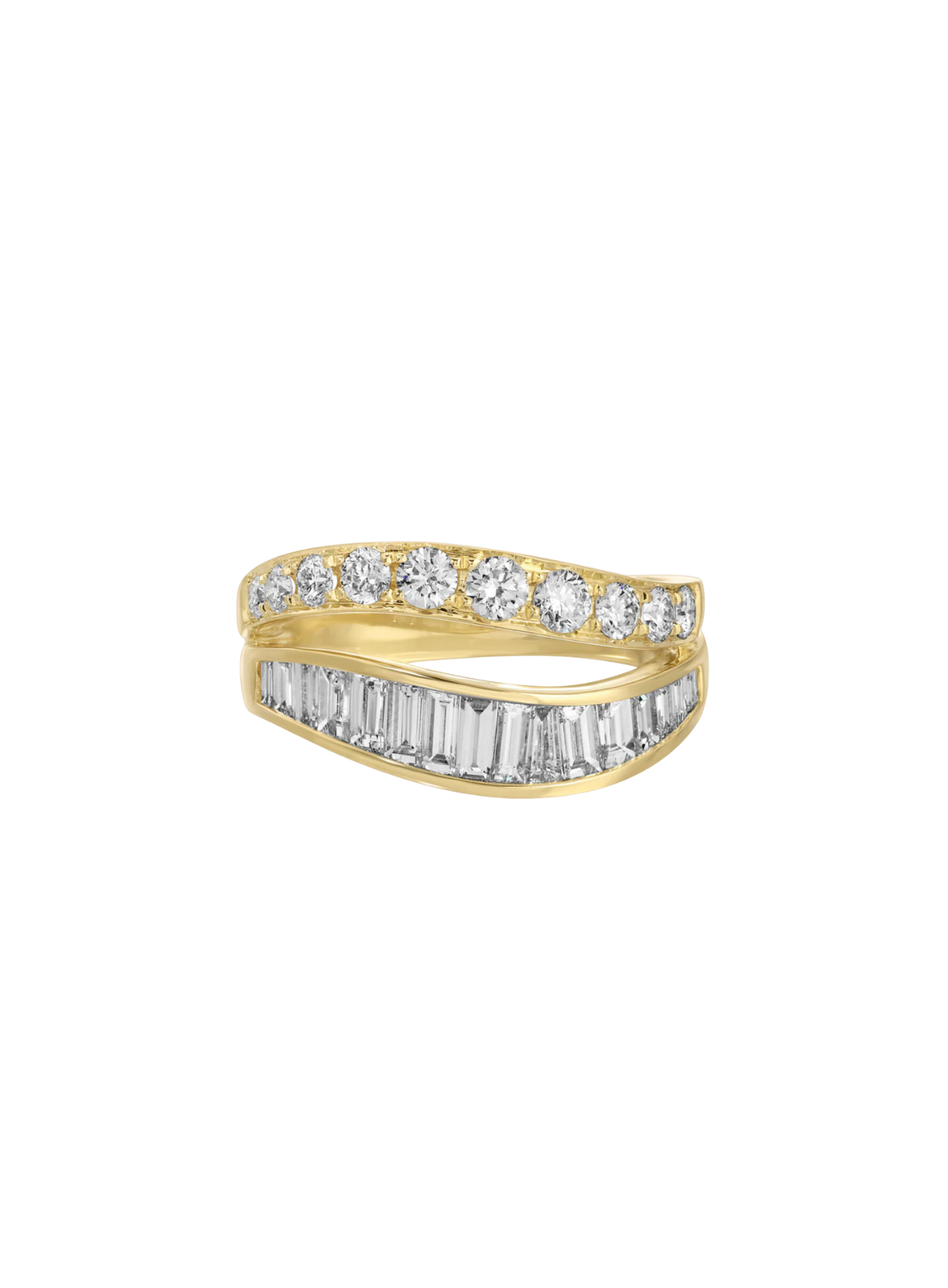 Two Row Wave Diamond Ring