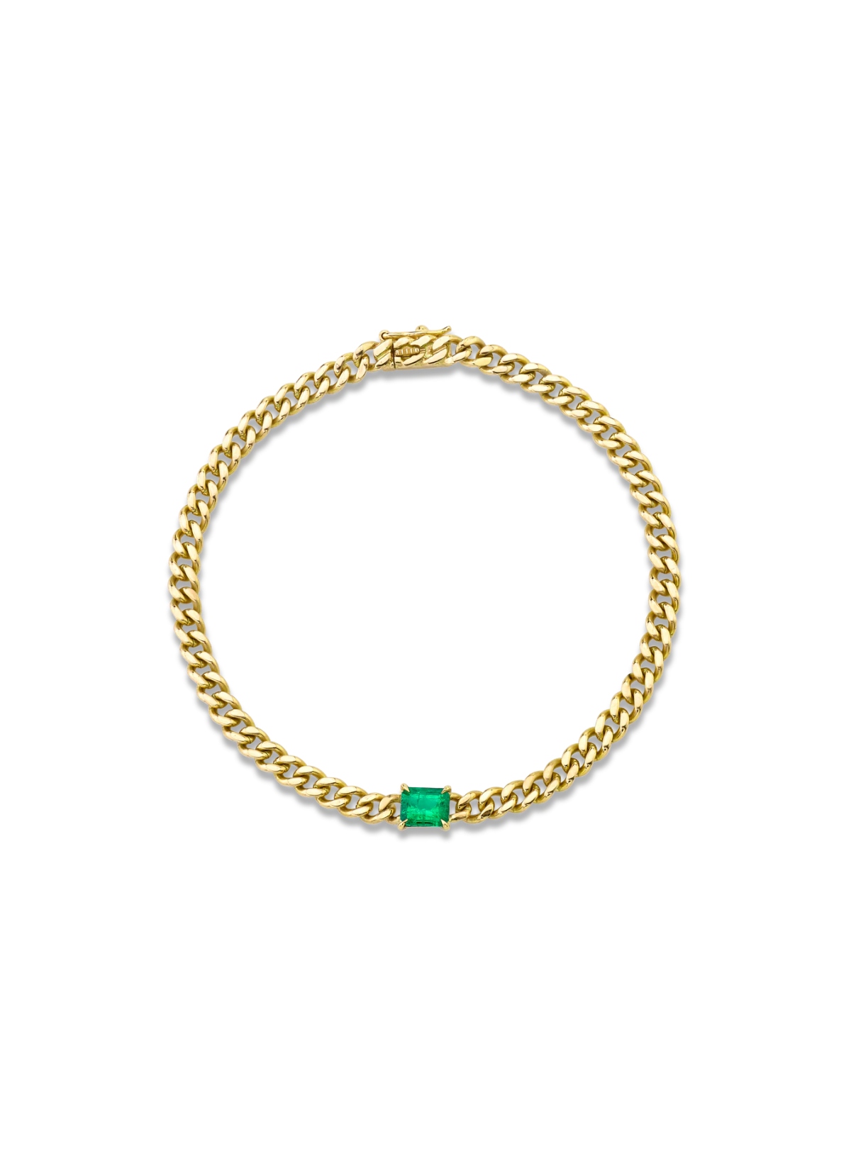 Cuban Link Bracelet with Emerald Center