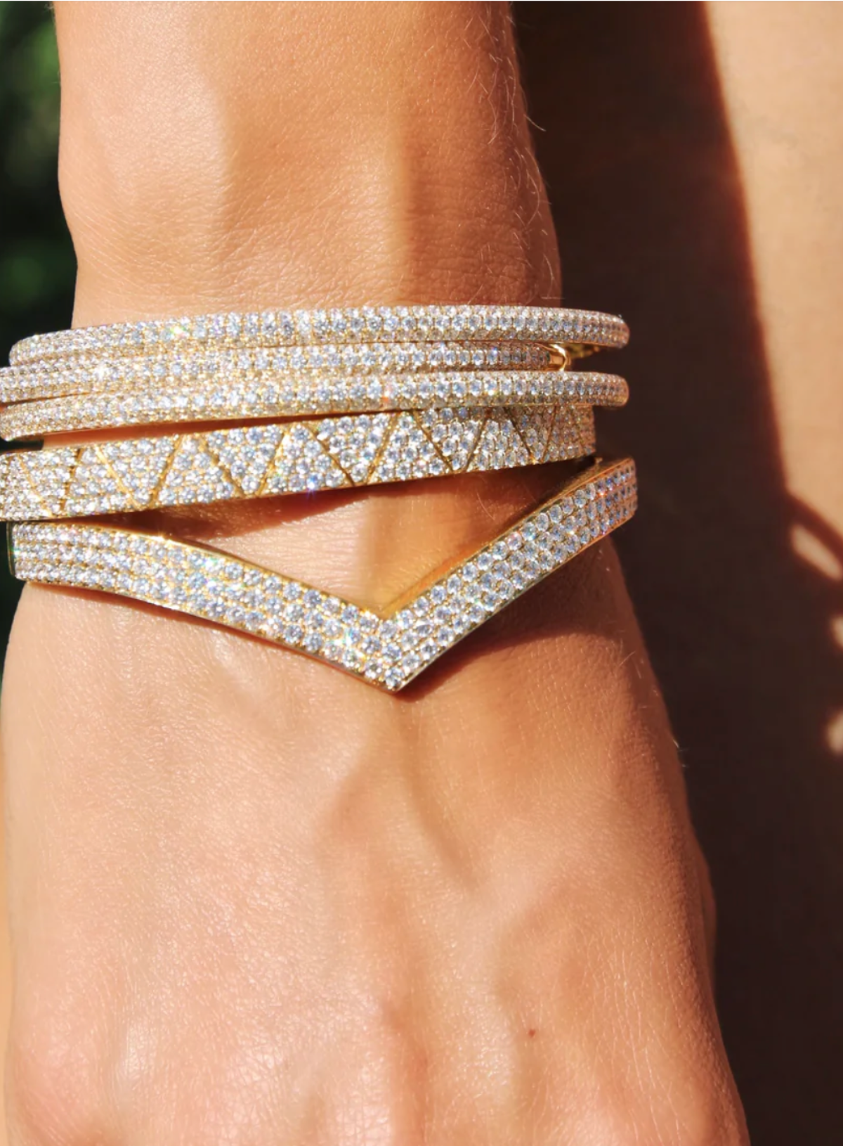 Three Row Diamond Bangle