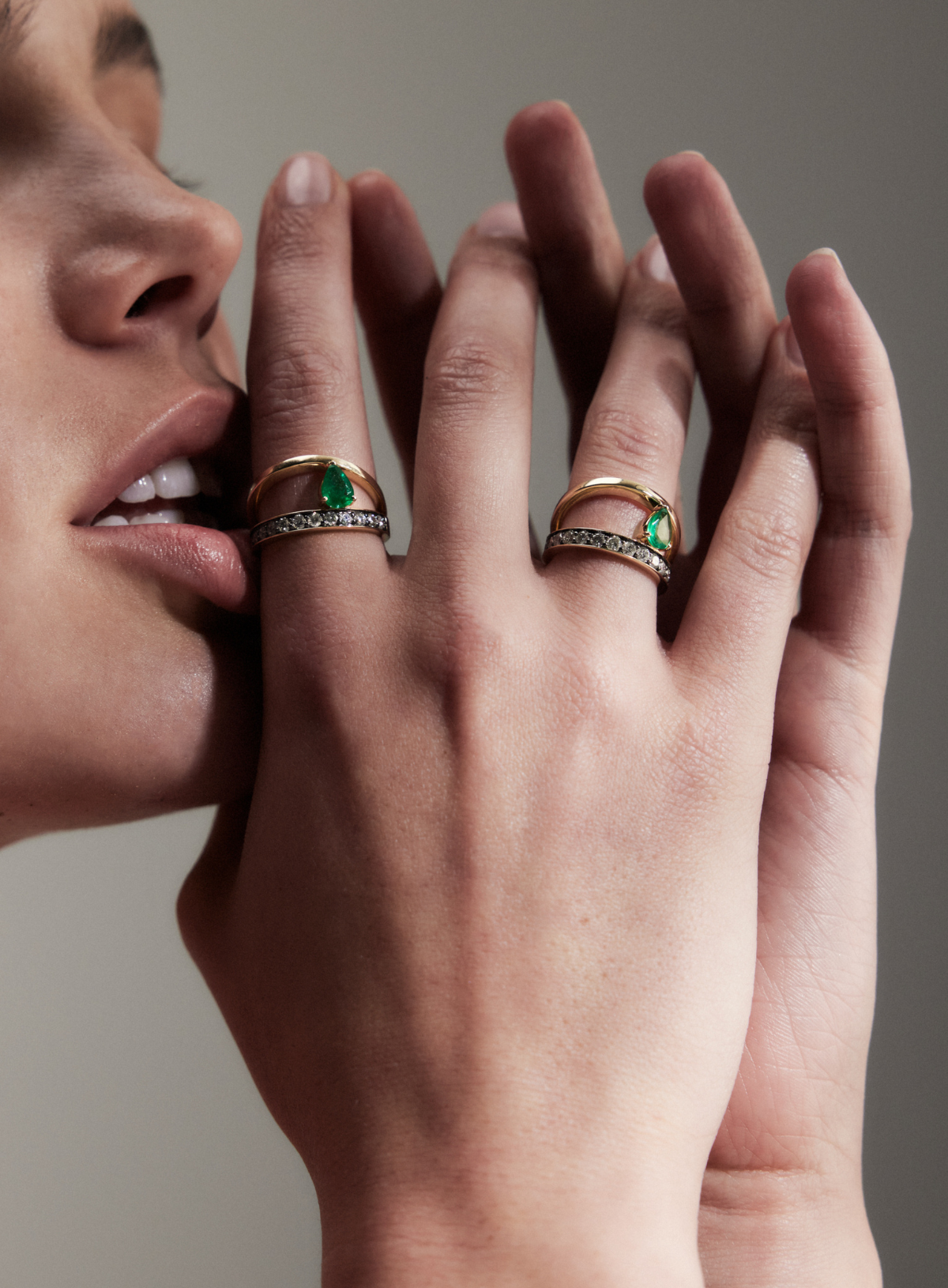 Asymmetry Emerald Ring