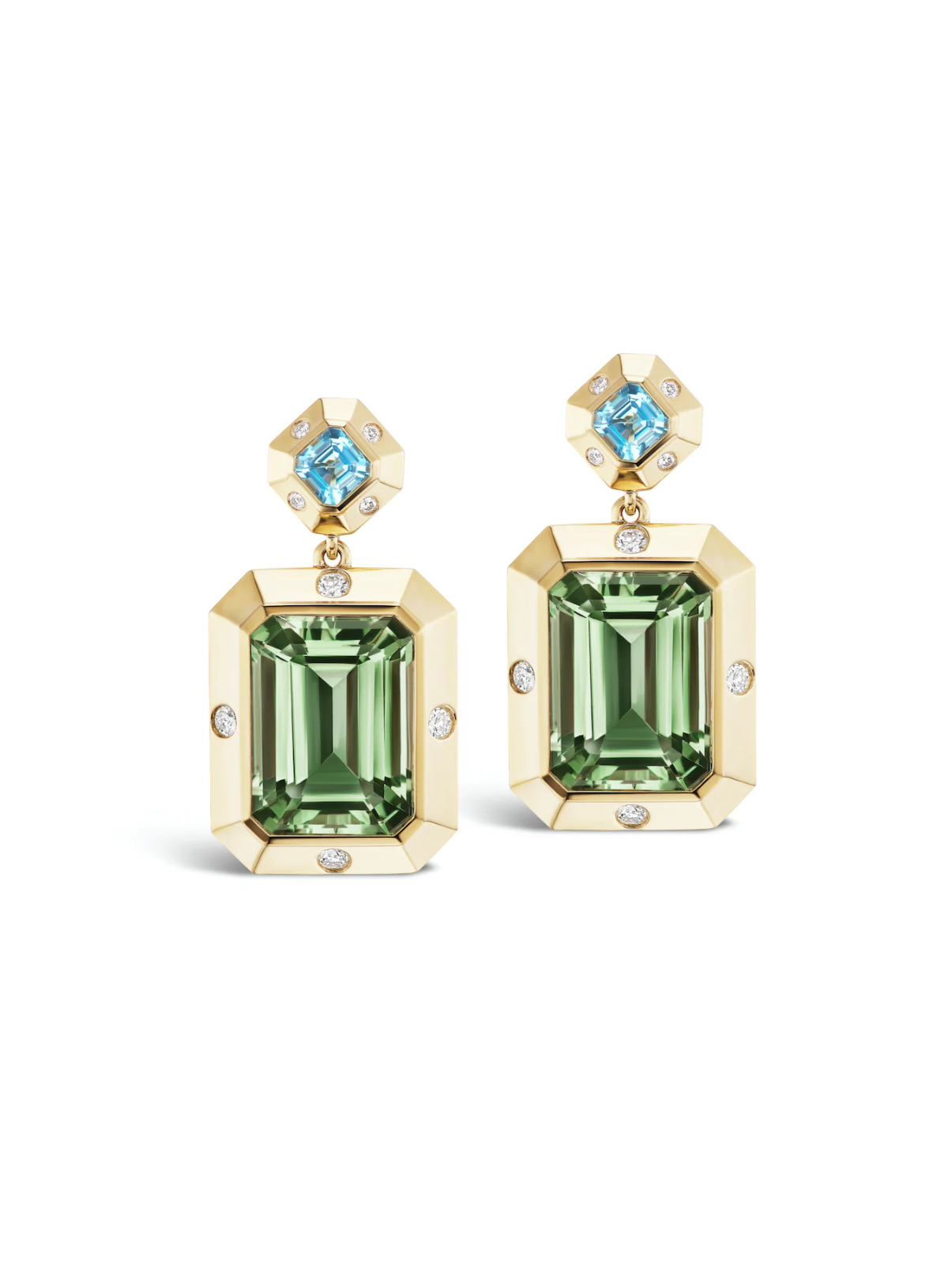 Stella Earrings Blue Topaz x Green Amethyst