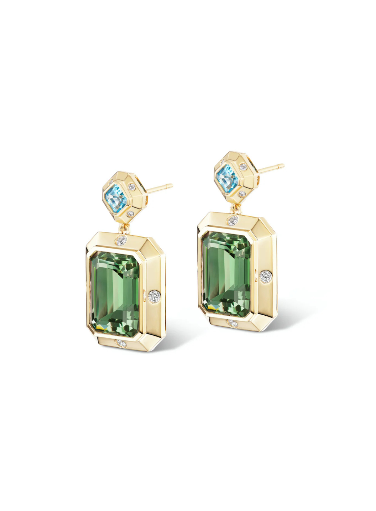 Stella Earrings Blue Topaz x Green Amethyst