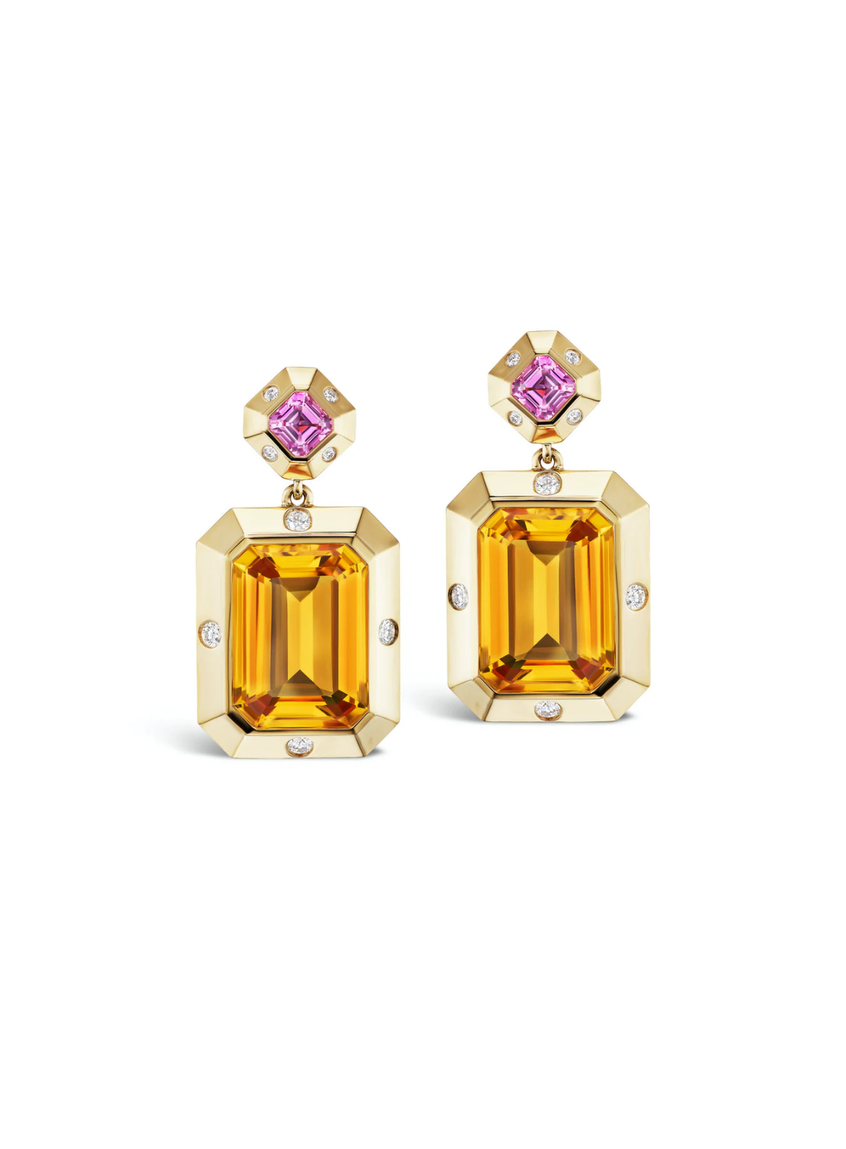 Stella Earrings Pink Sapphire x Citrine