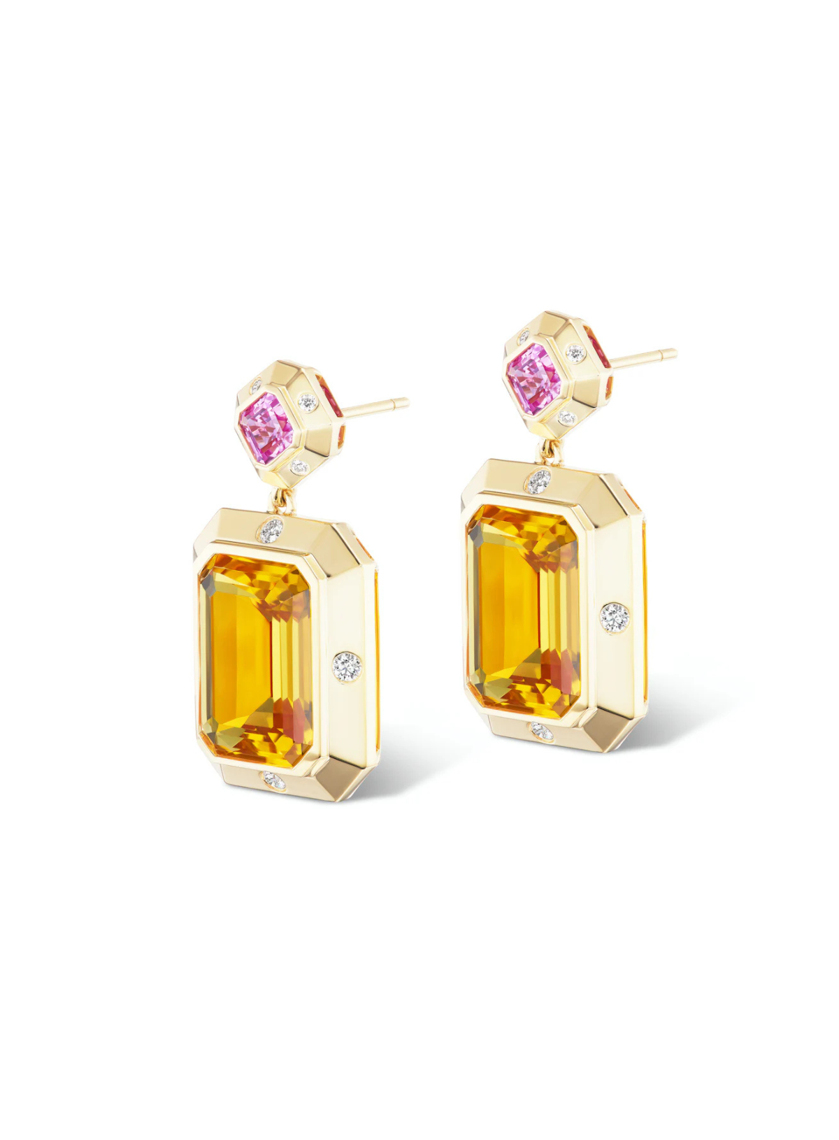 Stella Earrings Pink Sapphire x Citrine