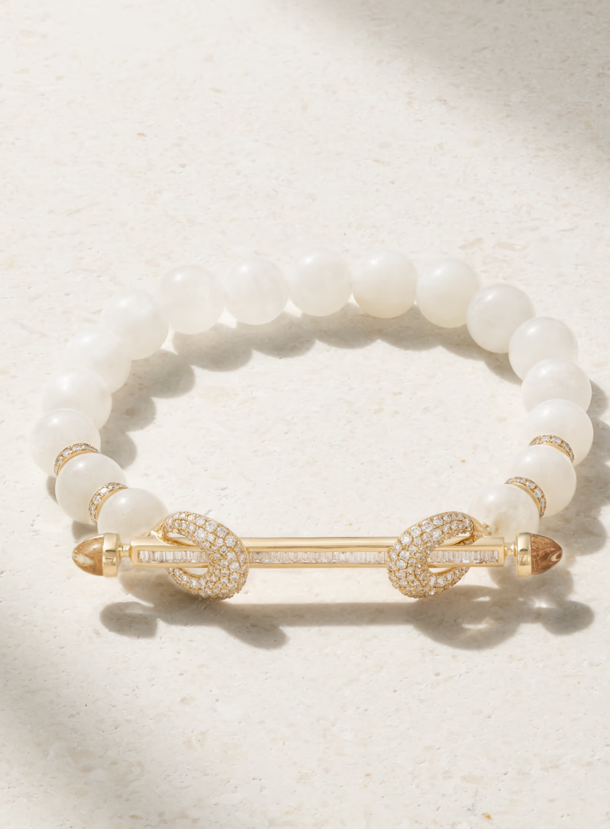 Moonstone and Diamond Chakra Bracelet