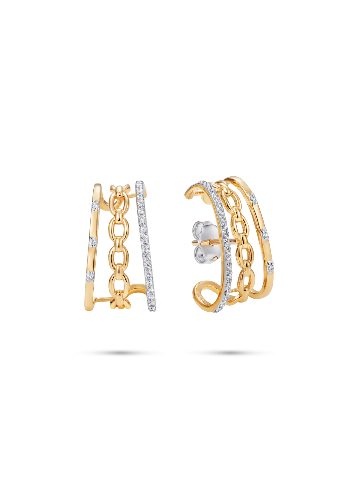 Catena Diamond Triple Ear Lobe Earrings