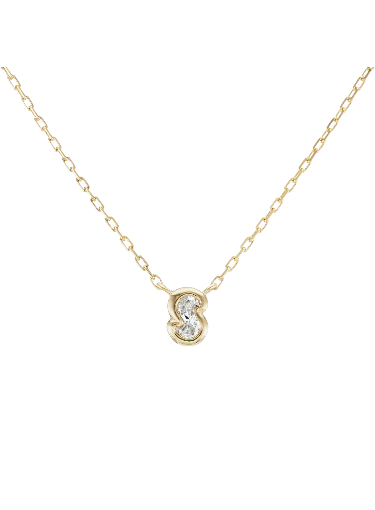 Bubble Bezel Necklace White Diamond Letter