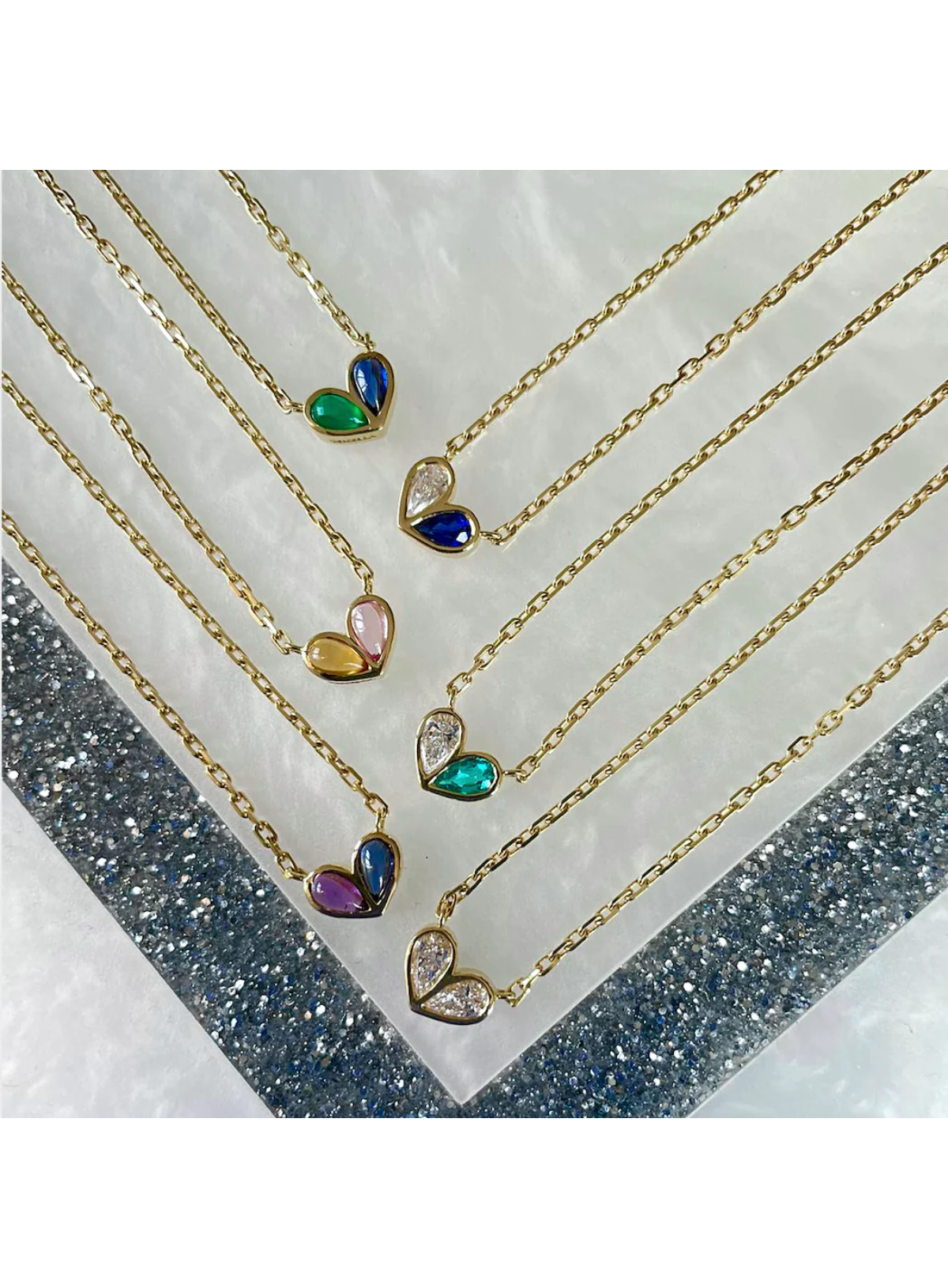 Sweetheart Necklace Diamond & Blue Sapphire