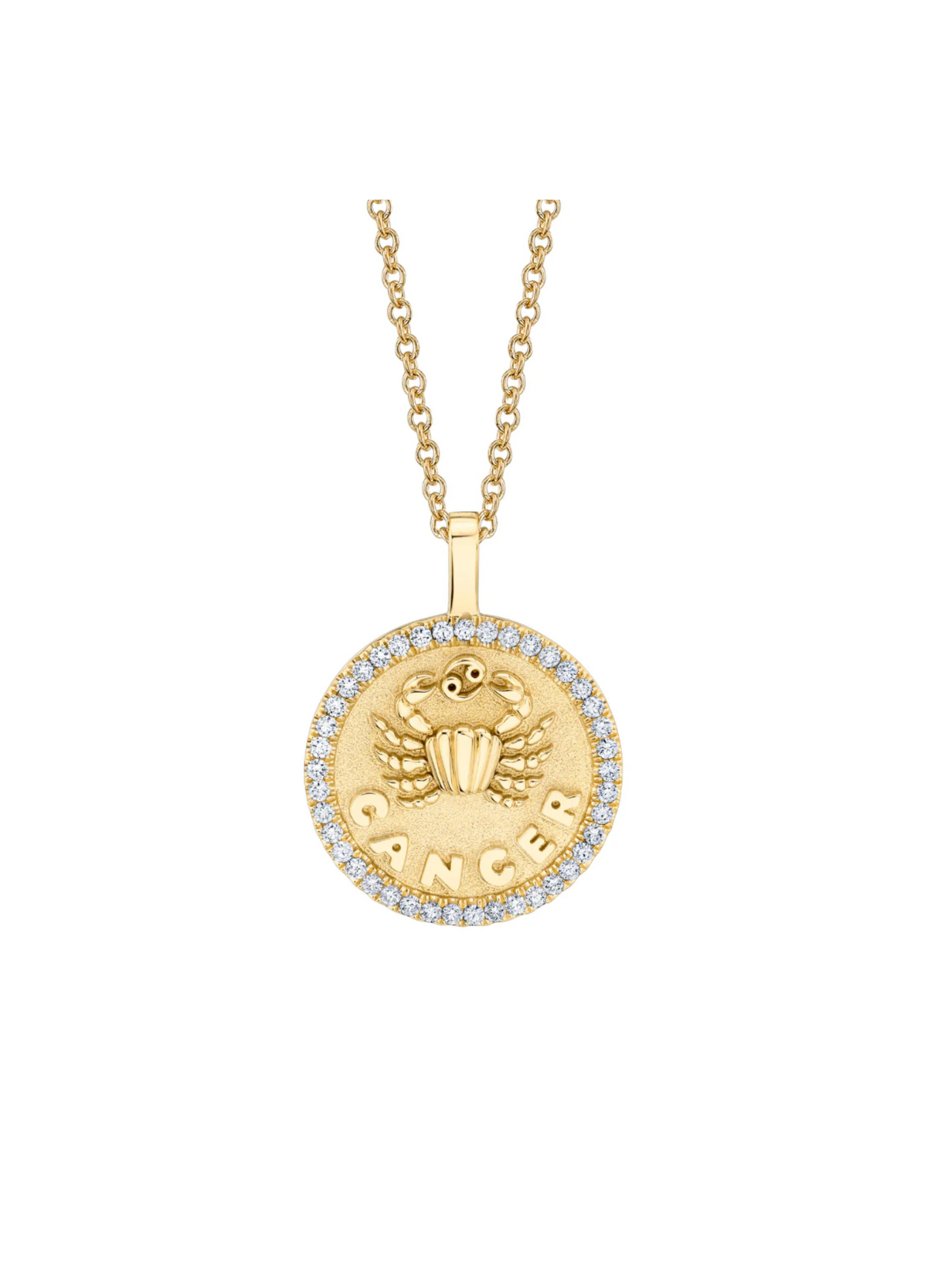 Zodiac Coin Pendant with Diamond Frame