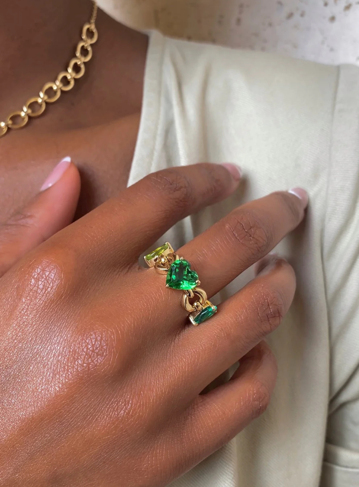 Catena Petite Multi Stone Green Ring