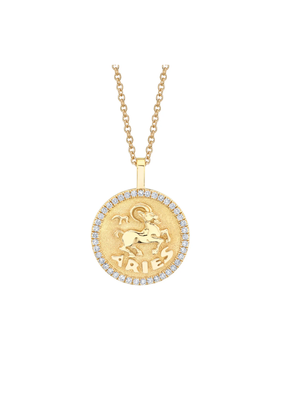 Zodiac Coin Pendant with Diamond Frame