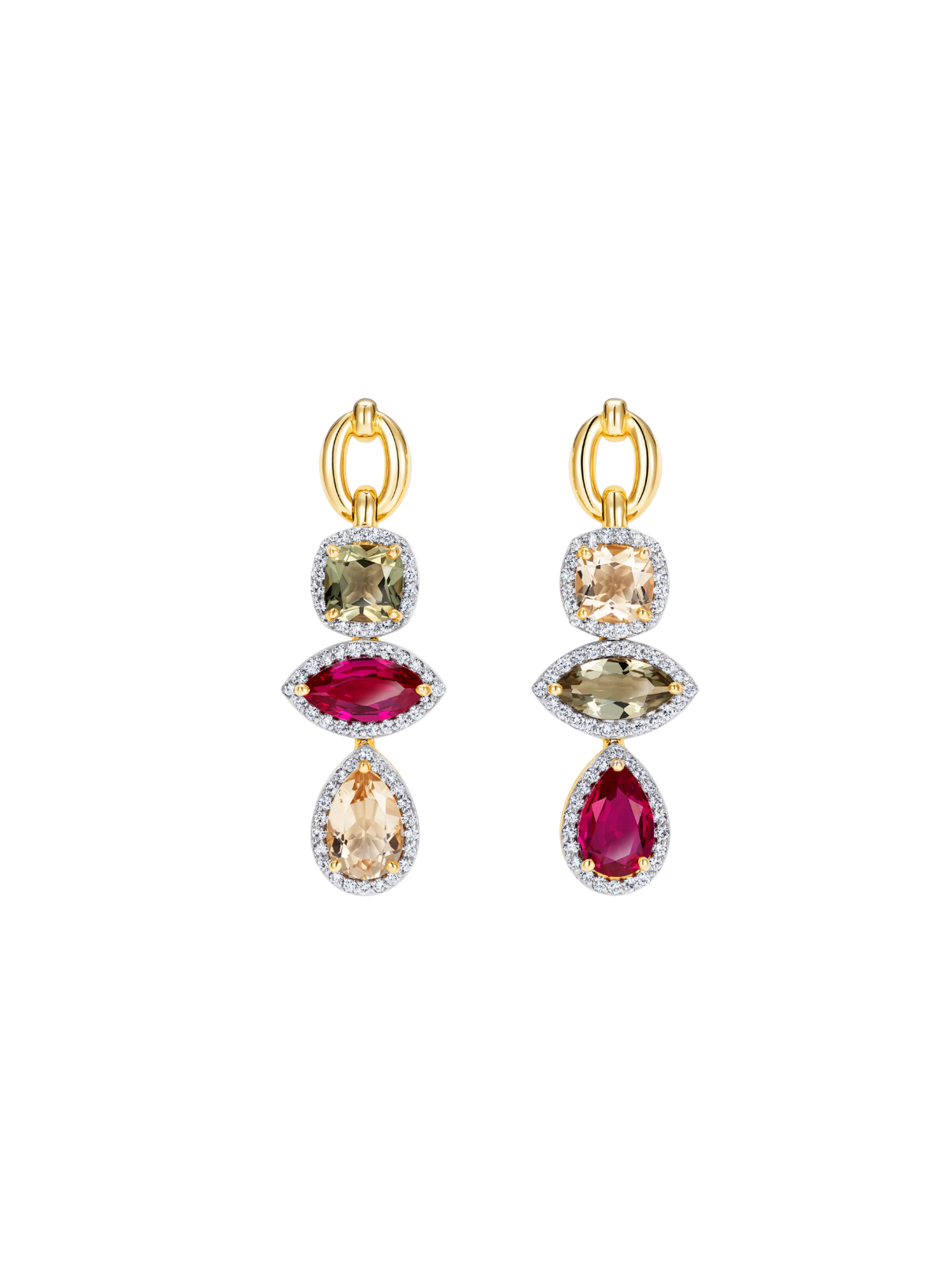 Catena Triple Stone Earrings