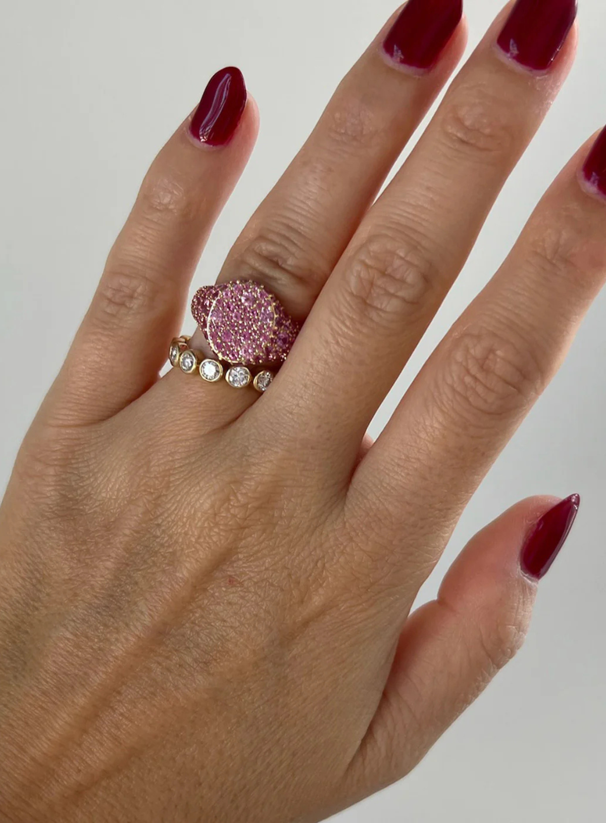 Pink Sapphire Encrusted Signet Ring