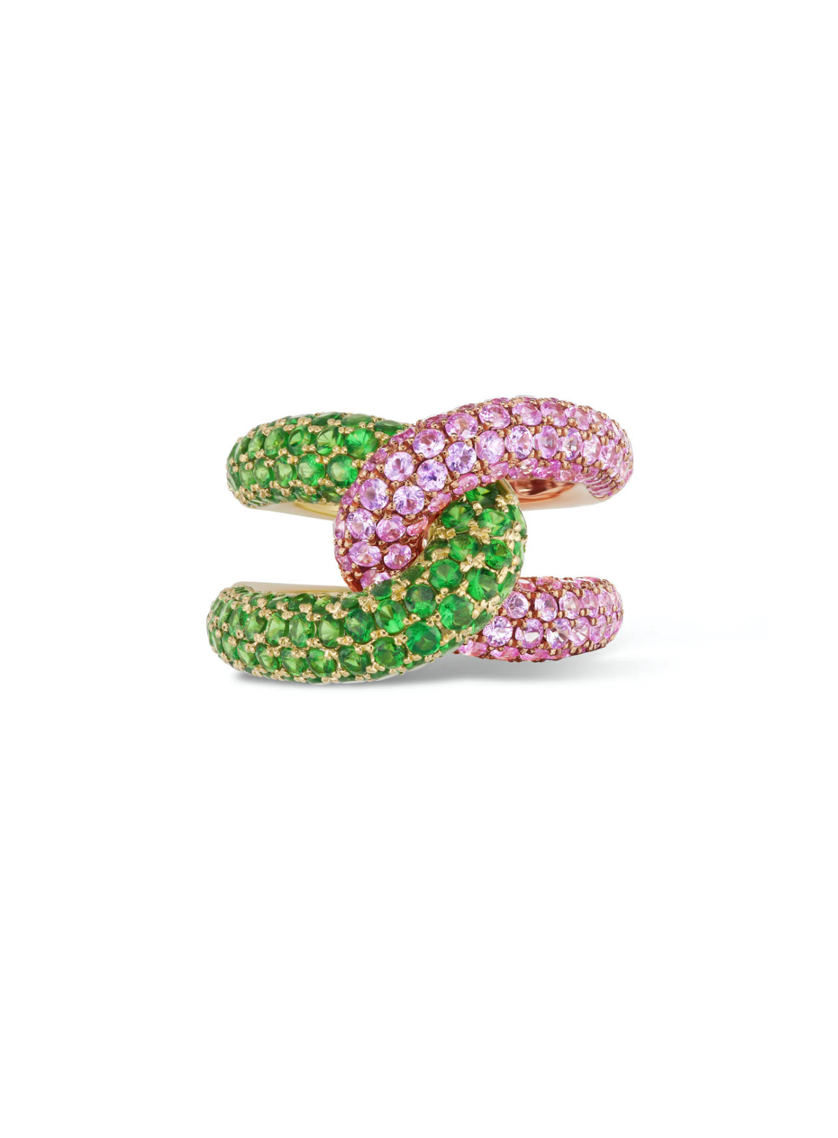 Intertwin Ring Tsavorite & Pink Sapphire